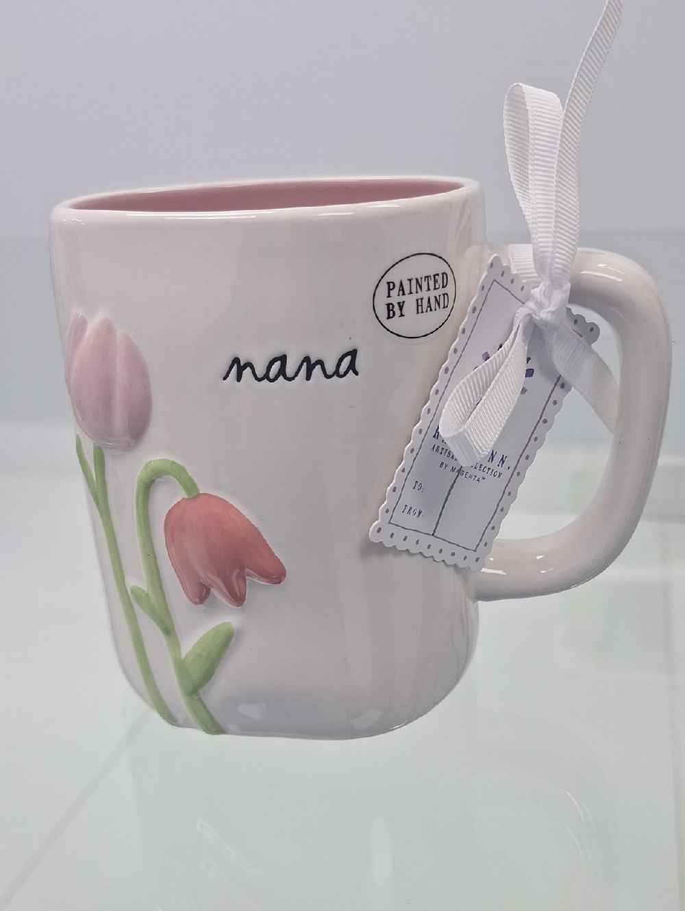 Nana Hand-Painted Tulip Mug - Pink Interior_Mother's Day Gift